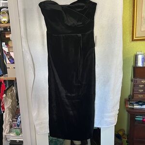 Express Black Velvet Strapless Midi Dress